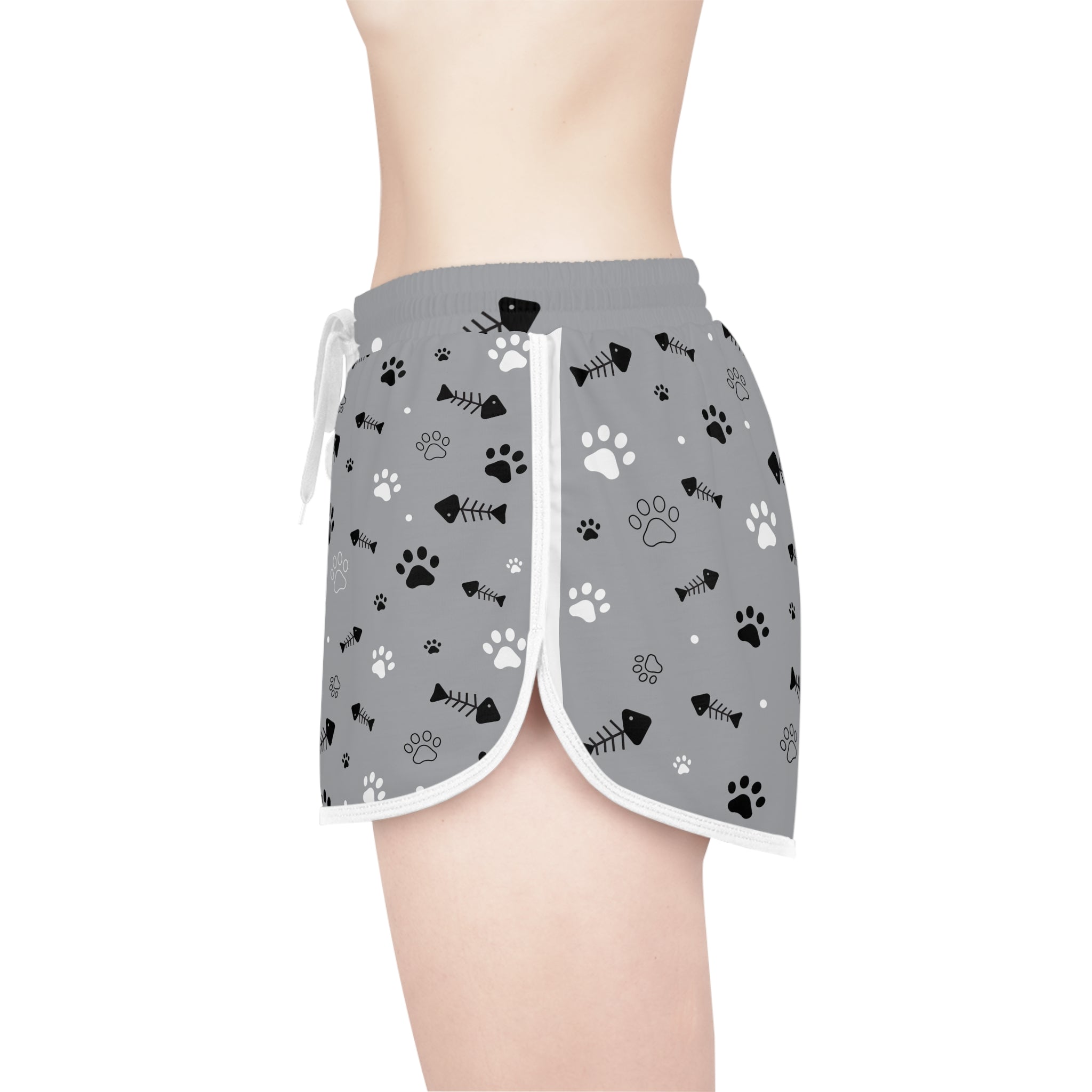 Cat Paw Print Lounge Shorts — Women's Relaxed AOP Sleep & Casual Shorts