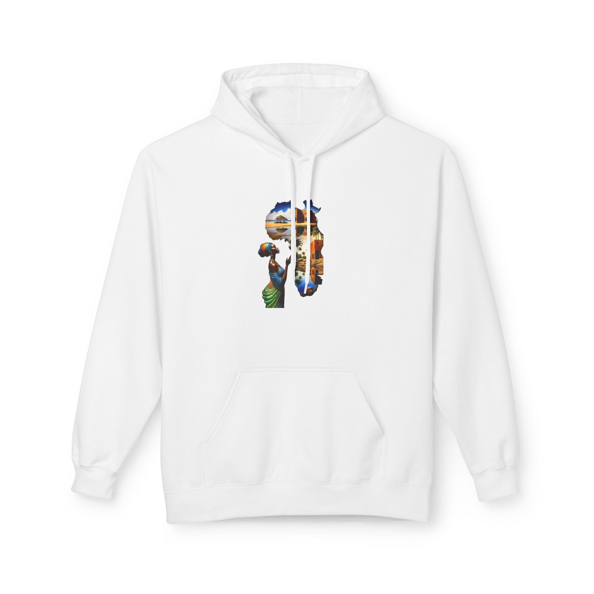 African Silhouette Hoodie — Colorful Safari & Village Landscape Design