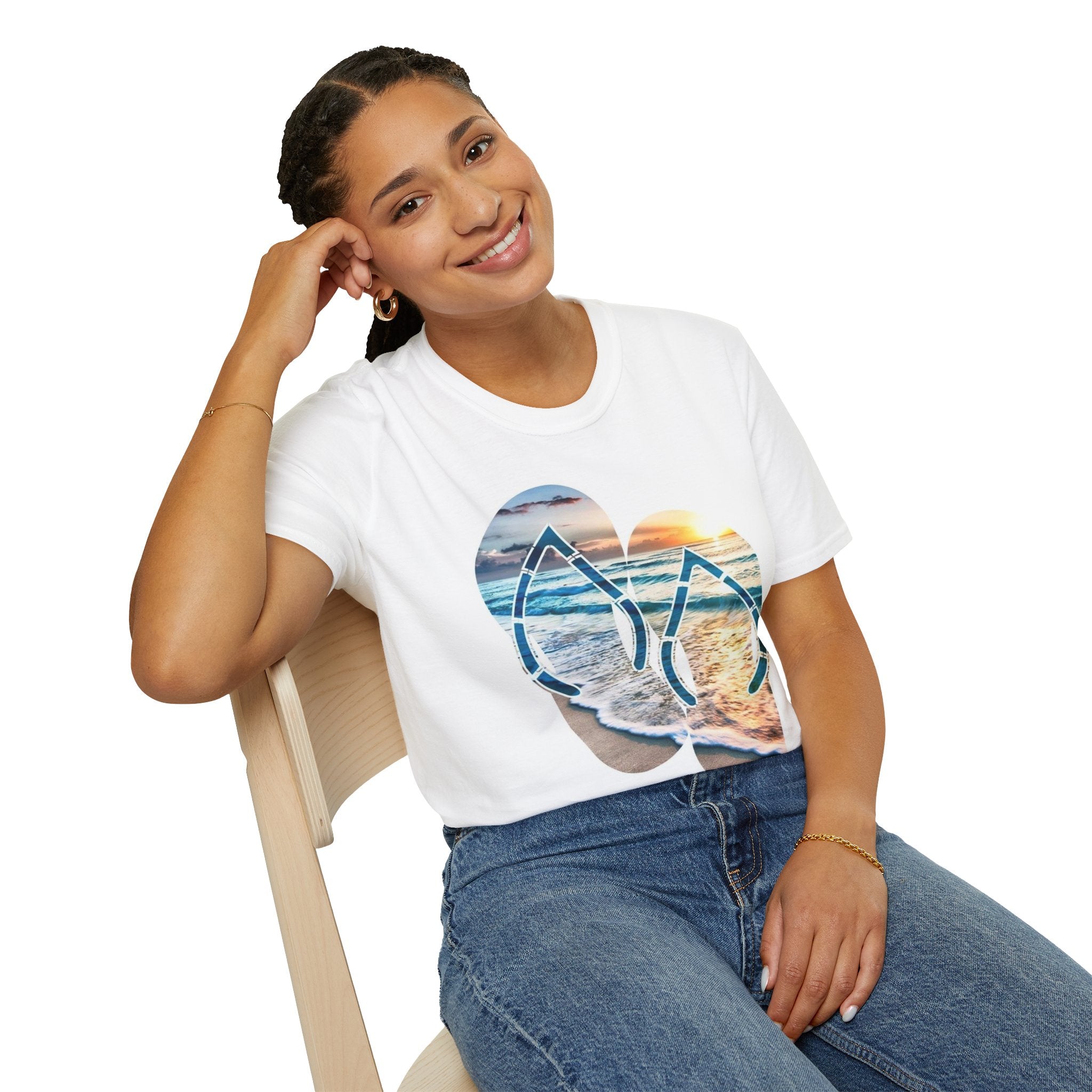 Beach Flip Flop T-Shirt — Sunset Ocean Graphic Tee