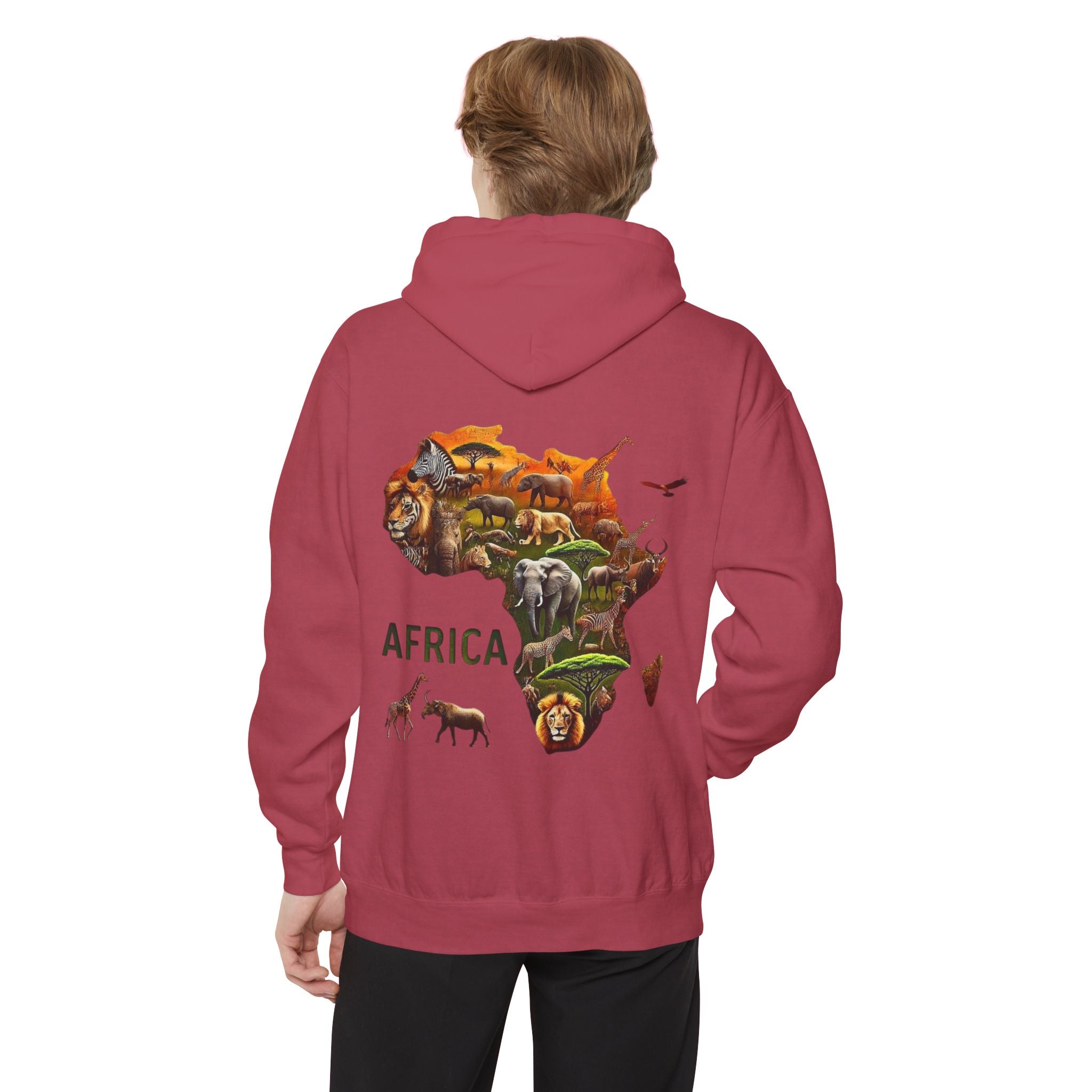 Africa Wildlife Map Hoodie — Safari Animal Graphic Pullover