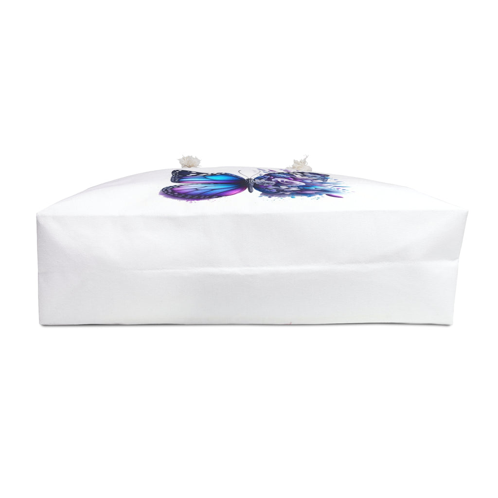 Butterfly & Snow Leopard Weekender Bag — Floral Blue Purple Travel Tote