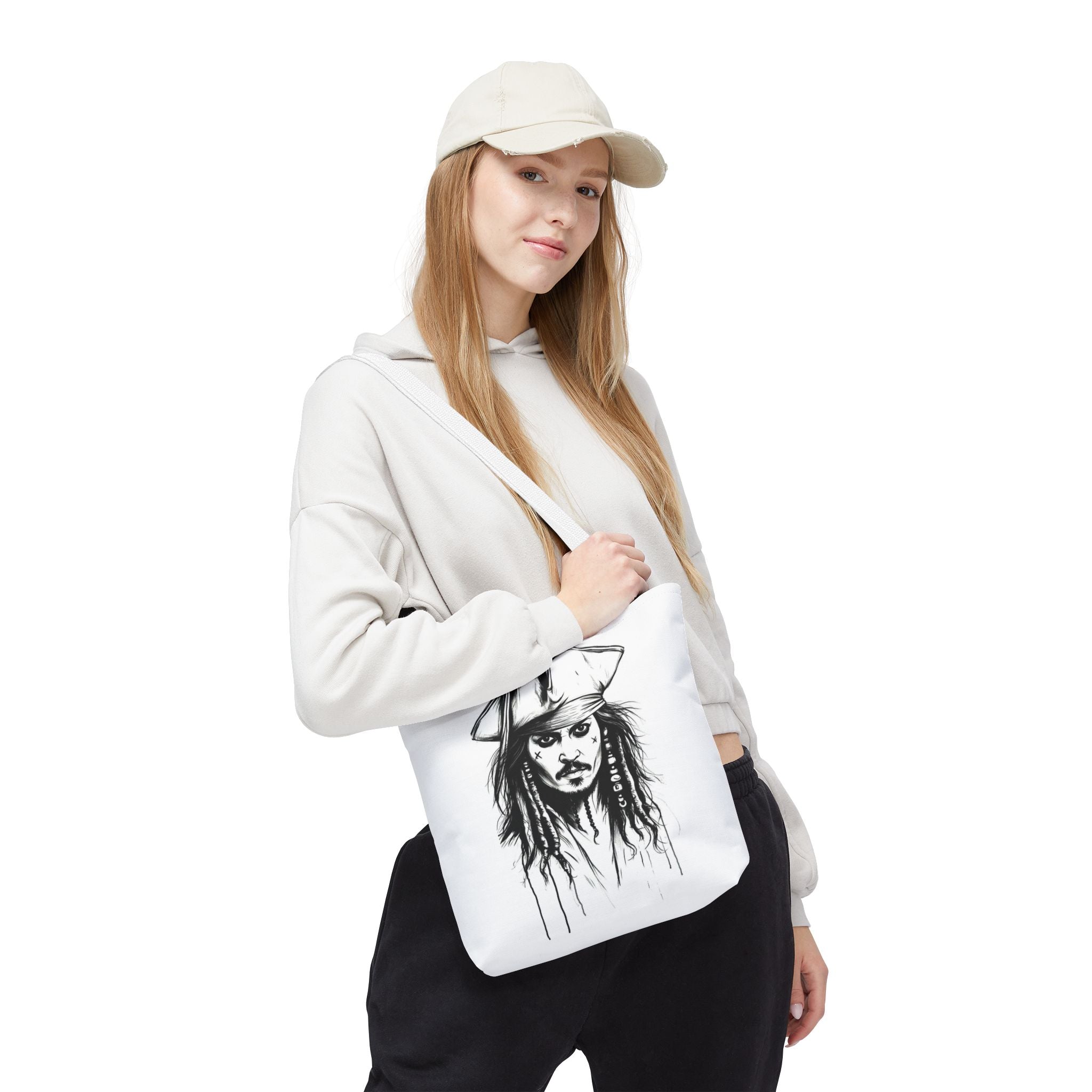 Artistic Pirate Skull Tote Bag — Gothic Sketch Tote for Fans