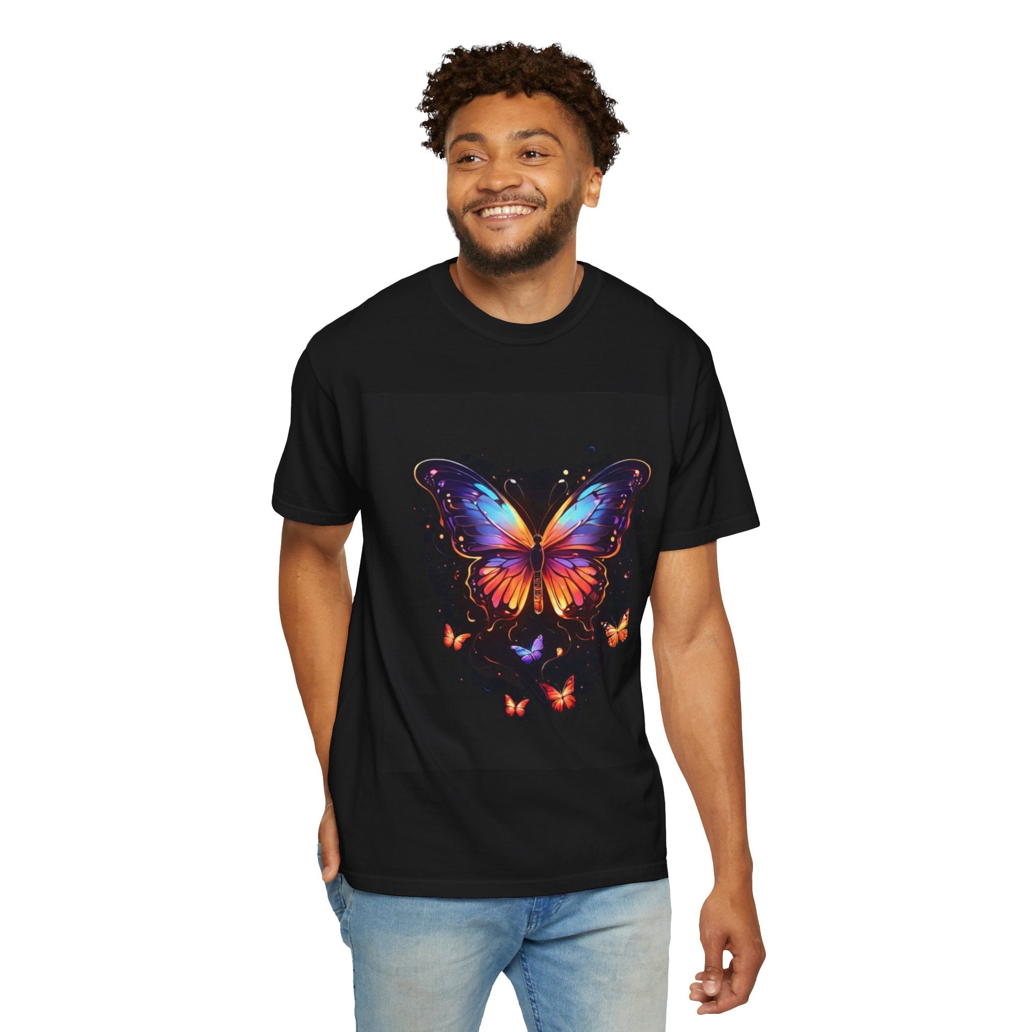 Butterfly Glow Graphic T‑Shirt — Colorful Monarch Design
