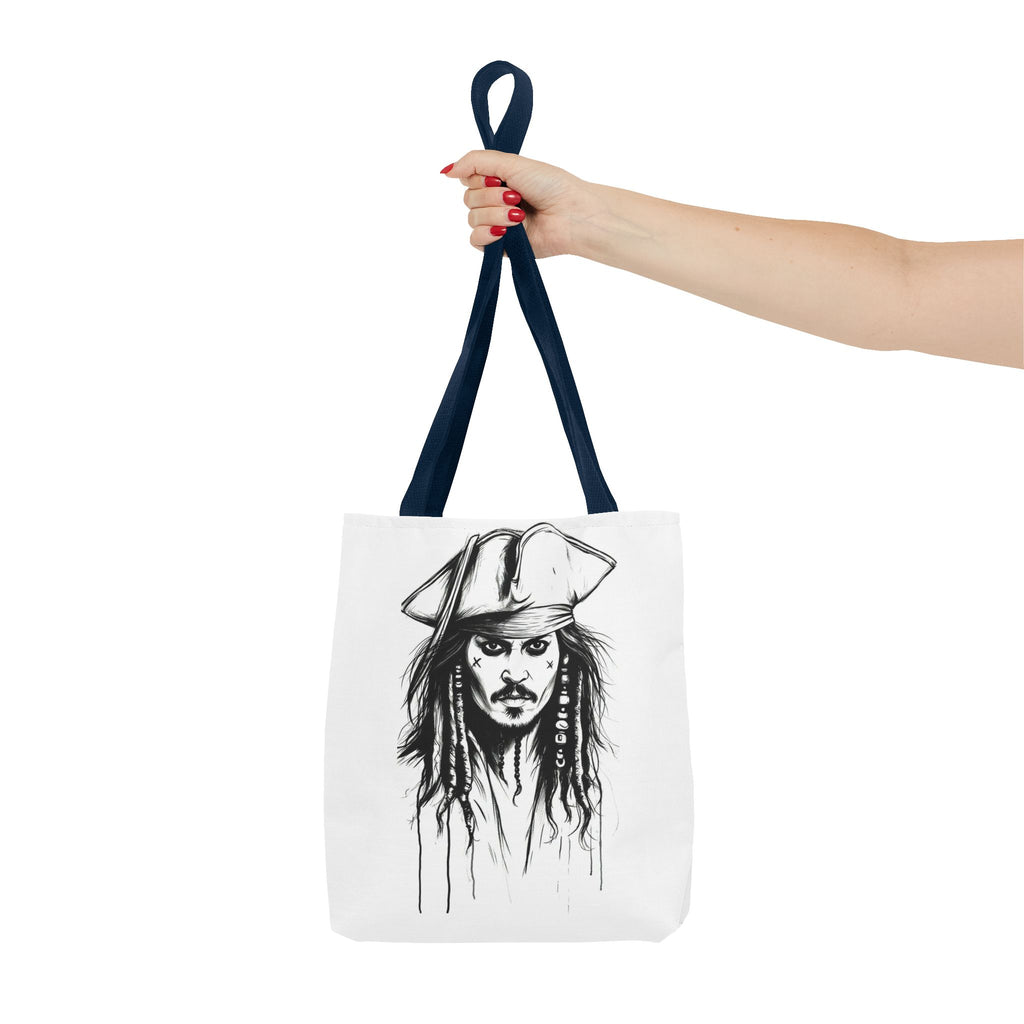 Artistic Pirate Skull Tote Bag — Gothic Sketch Tote for Fans