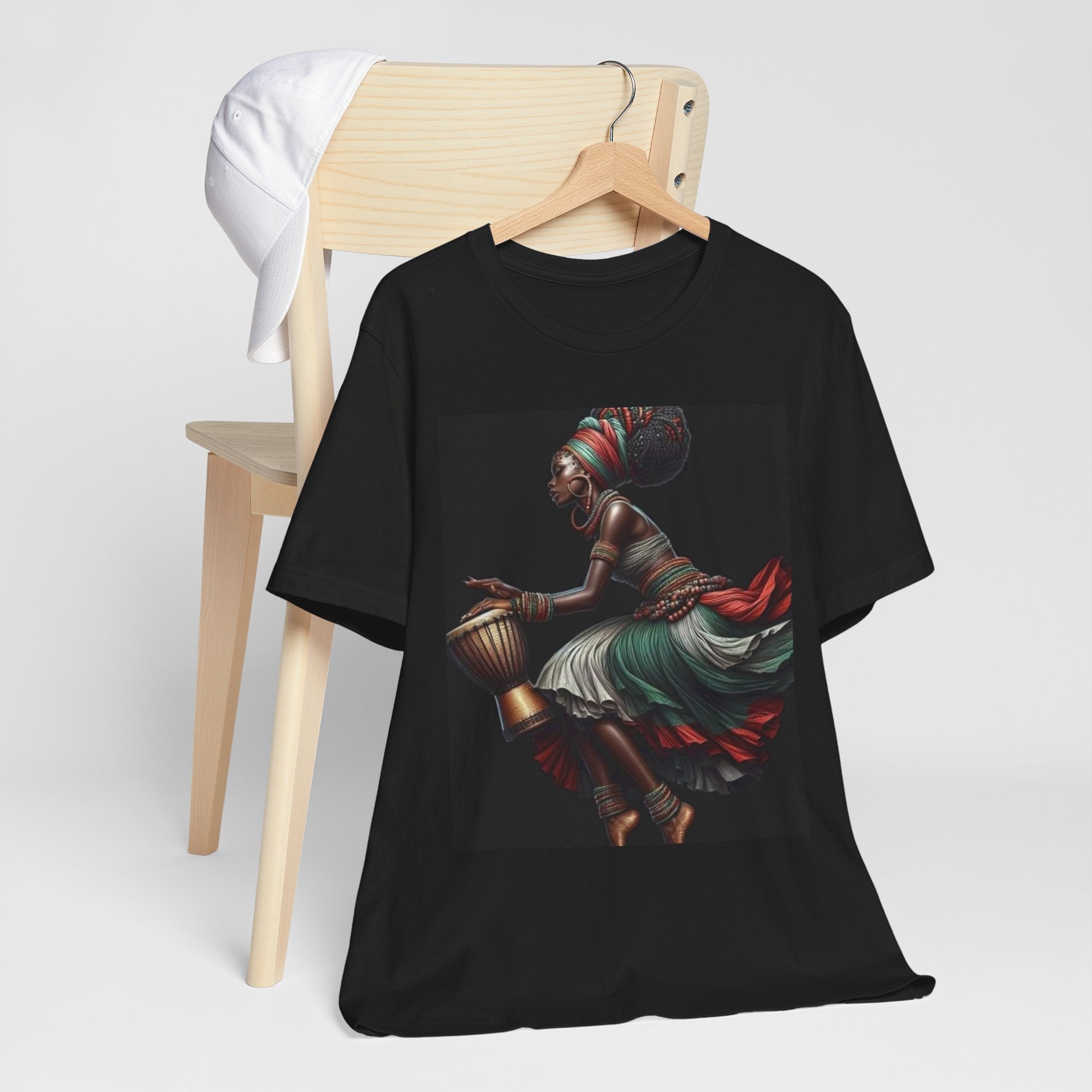 Drumming Goddess T-Shirt — Vibrant African Dance Art Tee