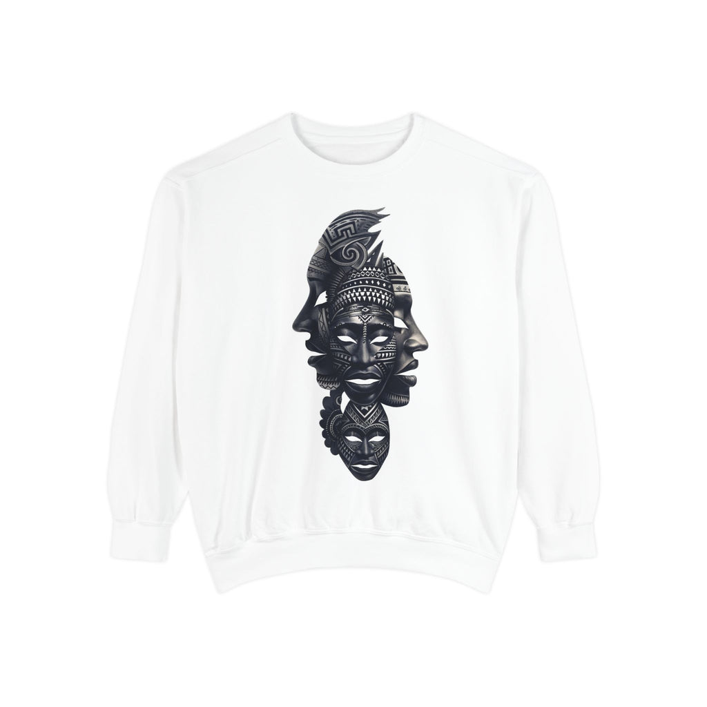African Heritage Faces Crewneck Sweatshirt — "BLACK" Back Graphic