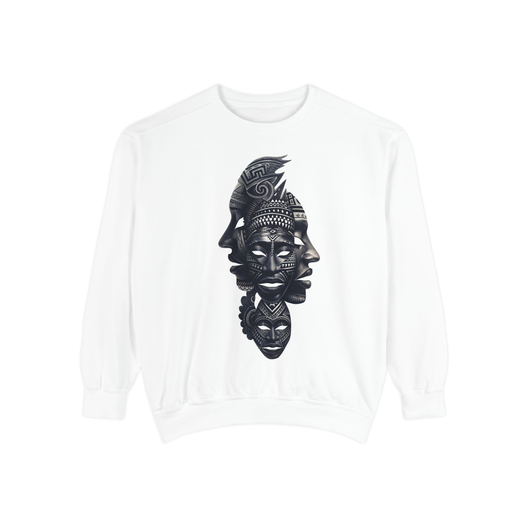 African Heritage Faces Crewneck Sweatshirt — "BLACK" Back Graphic