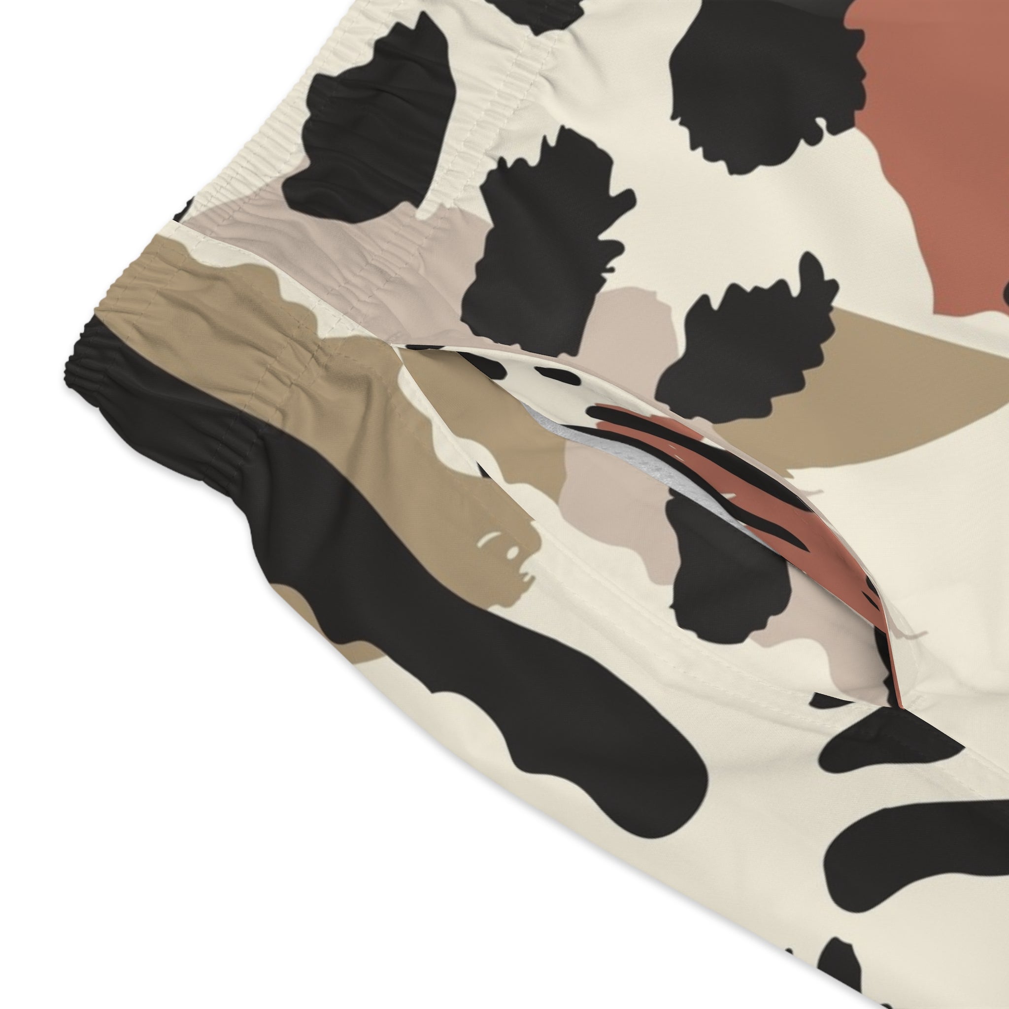 Animal Print Swim Trunks — Neutral Safari Pattern