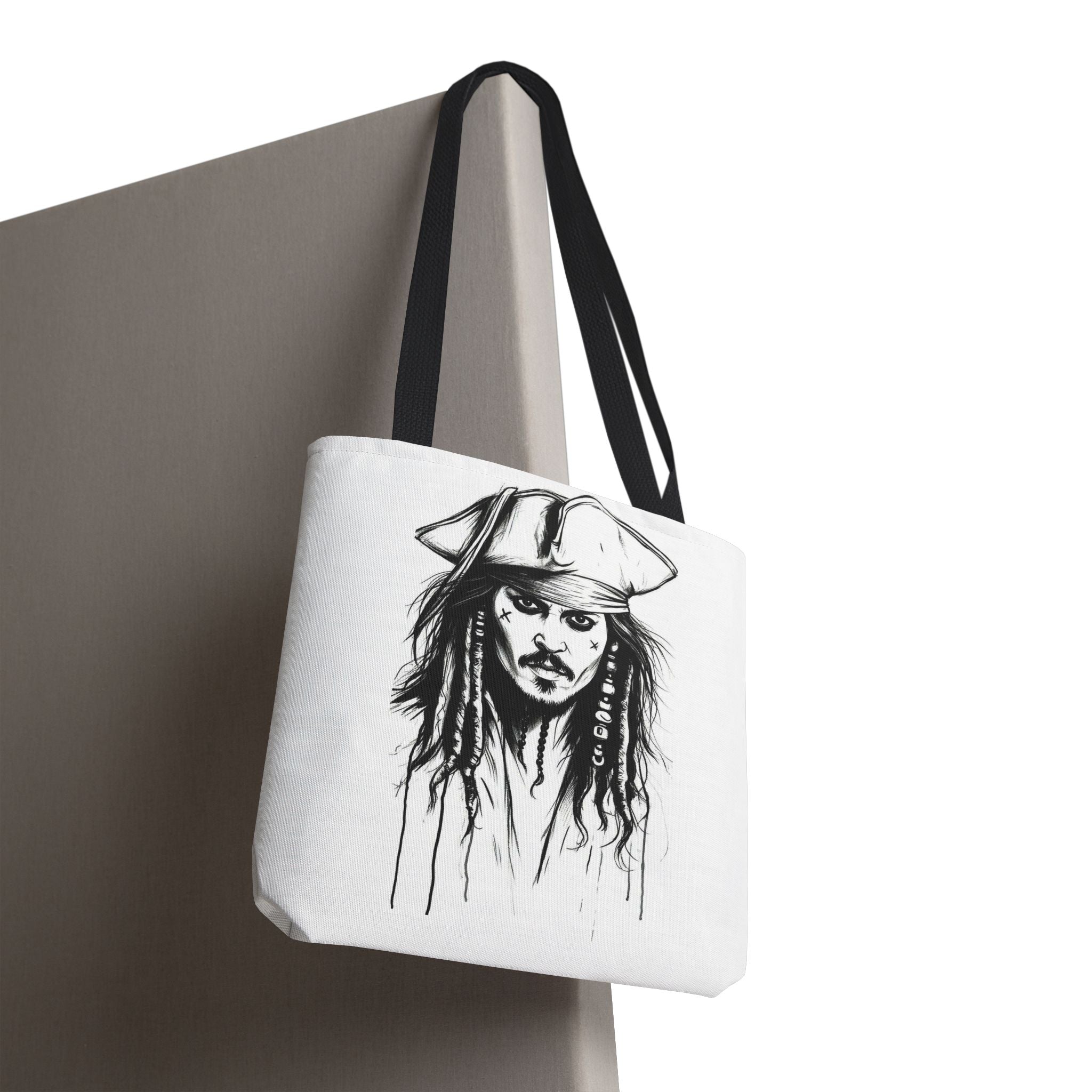 Artistic Pirate Skull Tote Bag — Gothic Sketch Tote for Fans