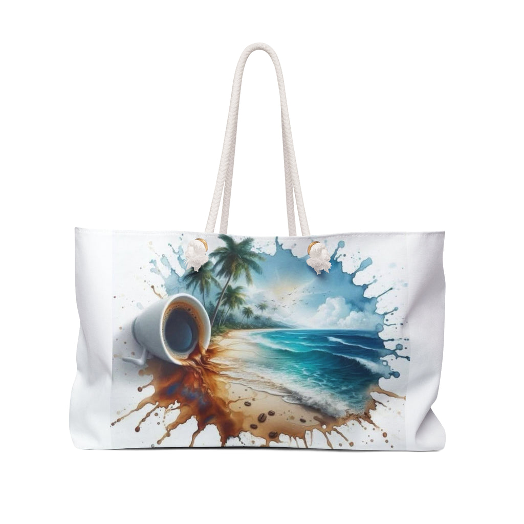 Beach Scene Weekender Bag — Coastal Coffee & Flip-Flop Travel Tote