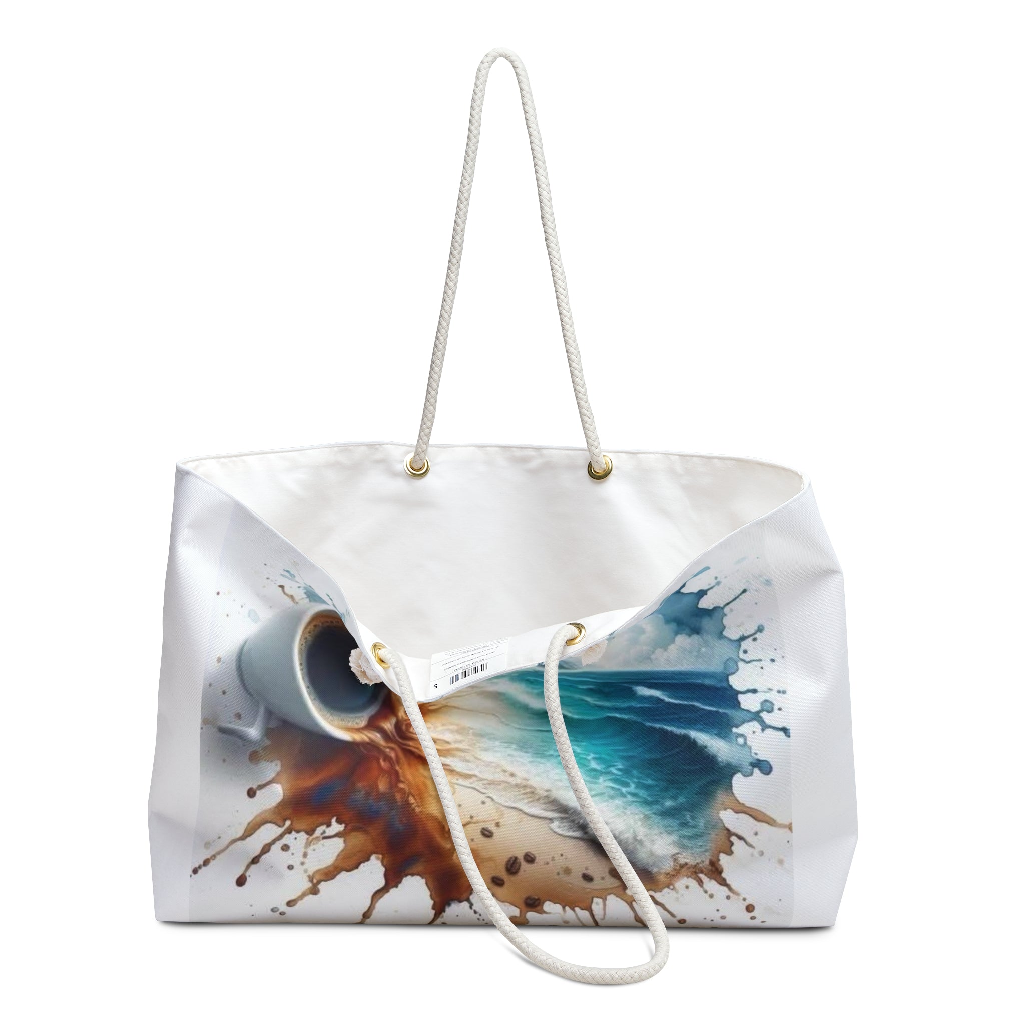 Beach Scene Weekender Bag — Coastal Coffee & Flip-Flop Travel Tote