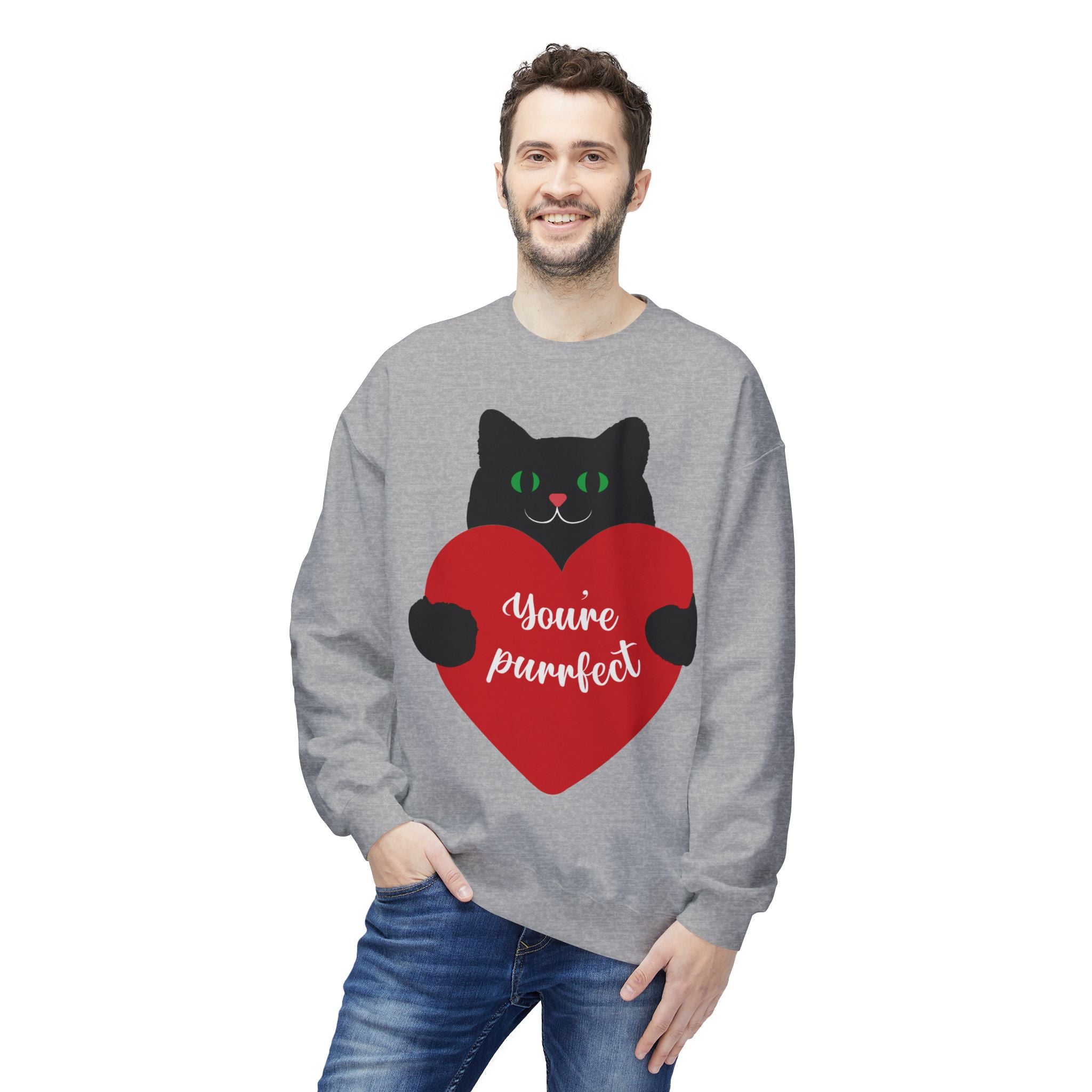 Cat Valentine Sweatshirt - "You're Purrfect" Heart Design