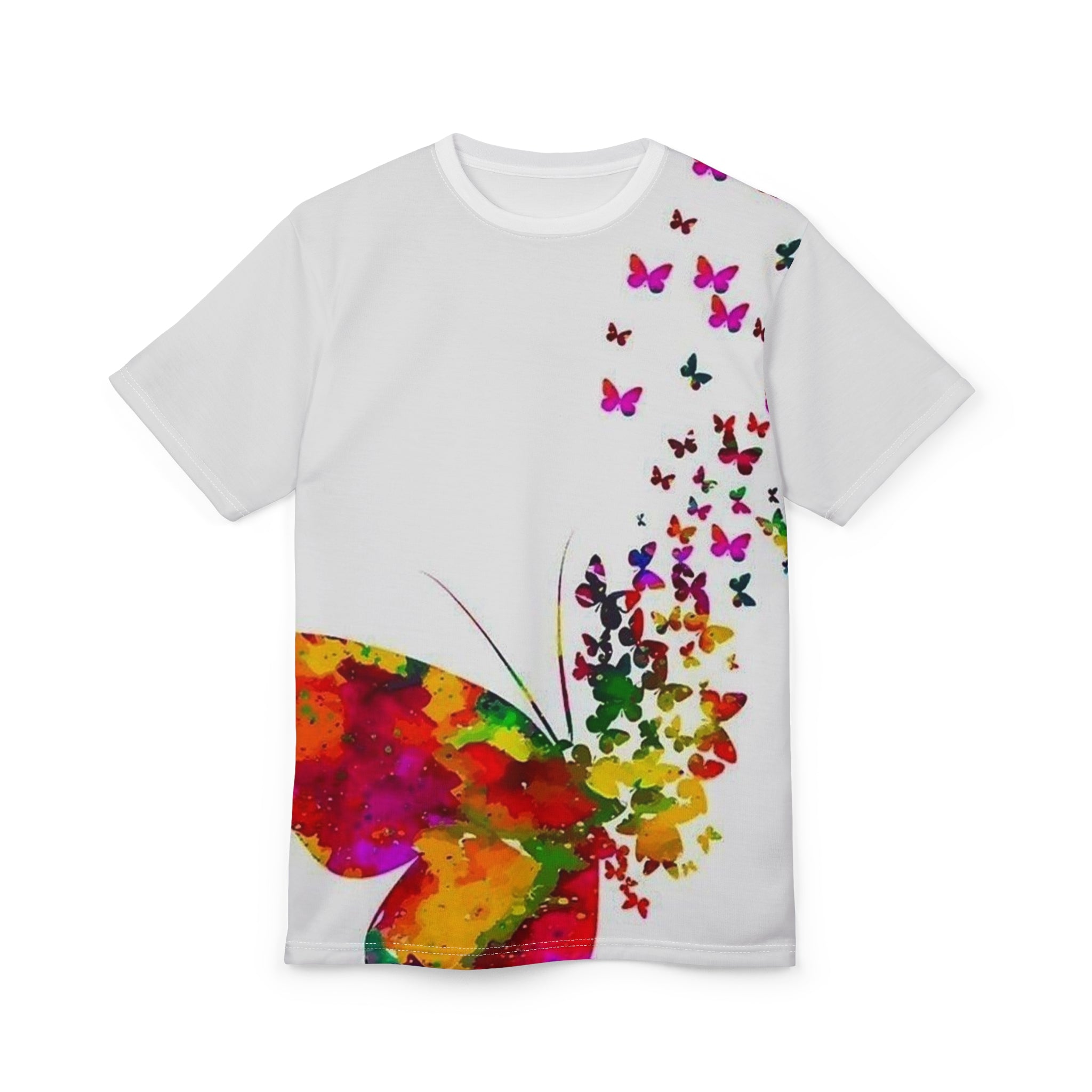 Butterfly Watercolor Tee — Colorful Butterfly Swarm All-Over Print Shirt
