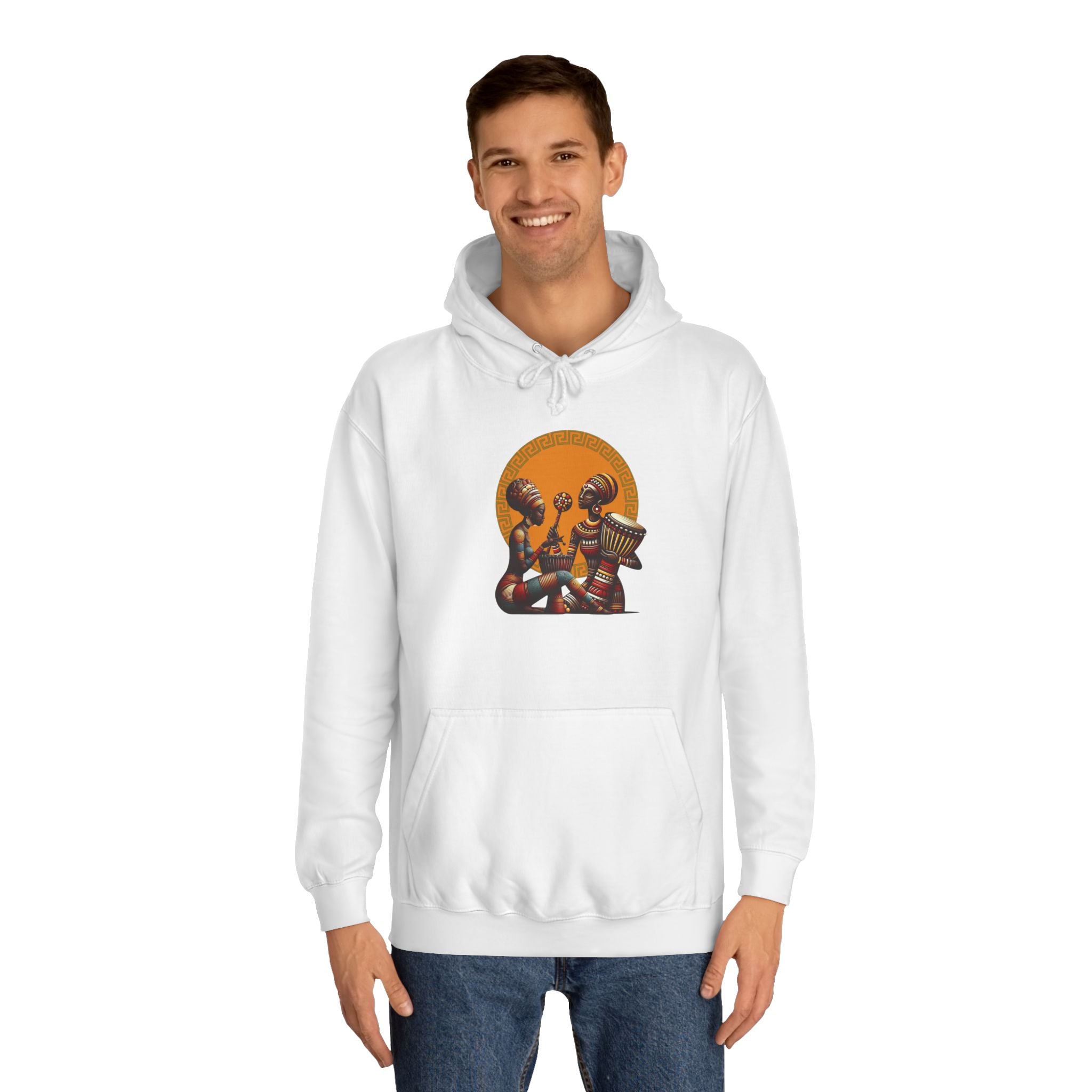 African Drum Circle Hoodie — Vibrant Sunset Afrobeat Graphic Hoodie