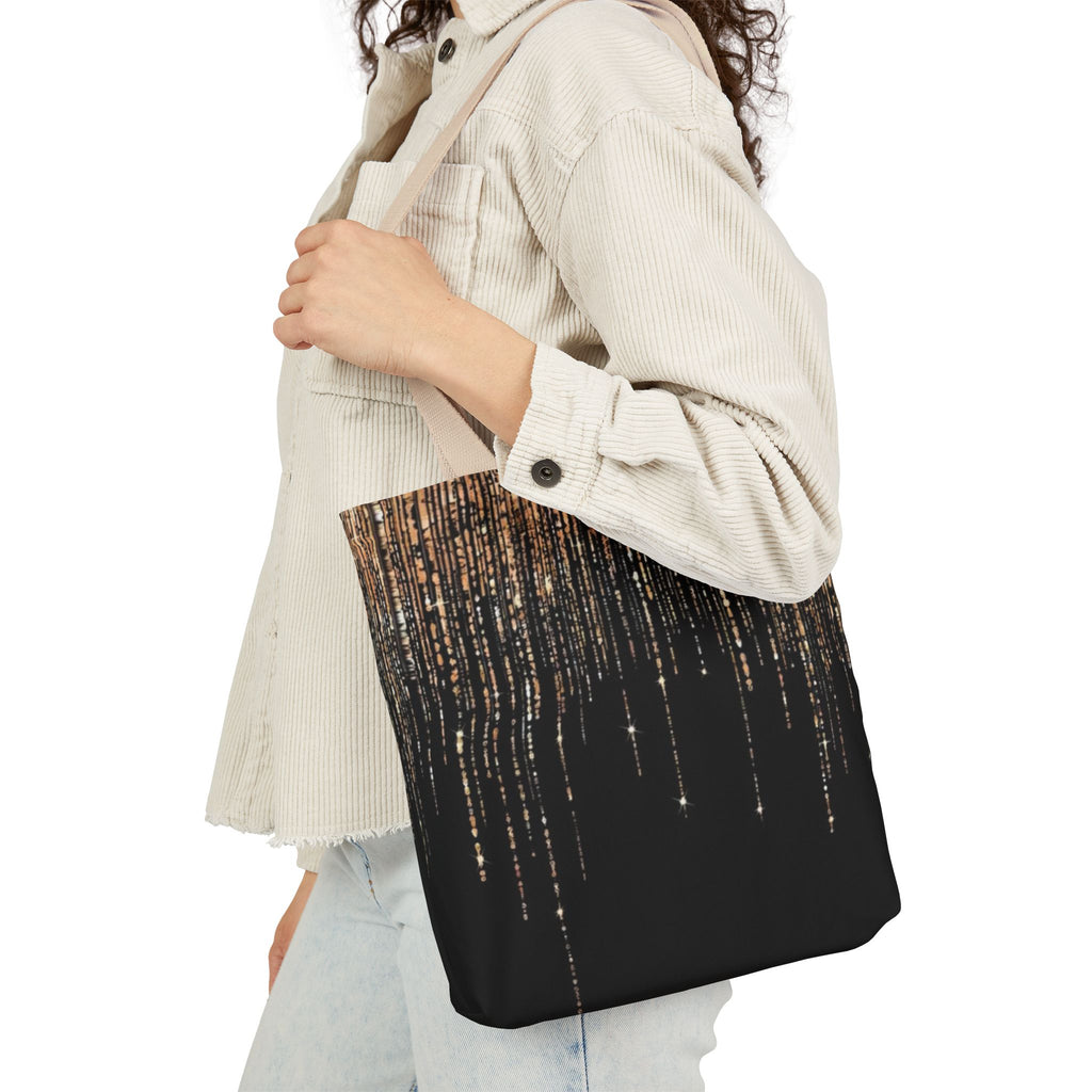 Canvas Tote — Gold Sparkle Drip Design