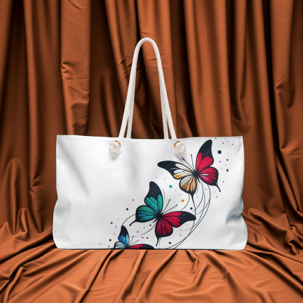Butterfly Floral Weekender Bag — Colorful Butterfly Travel Tote