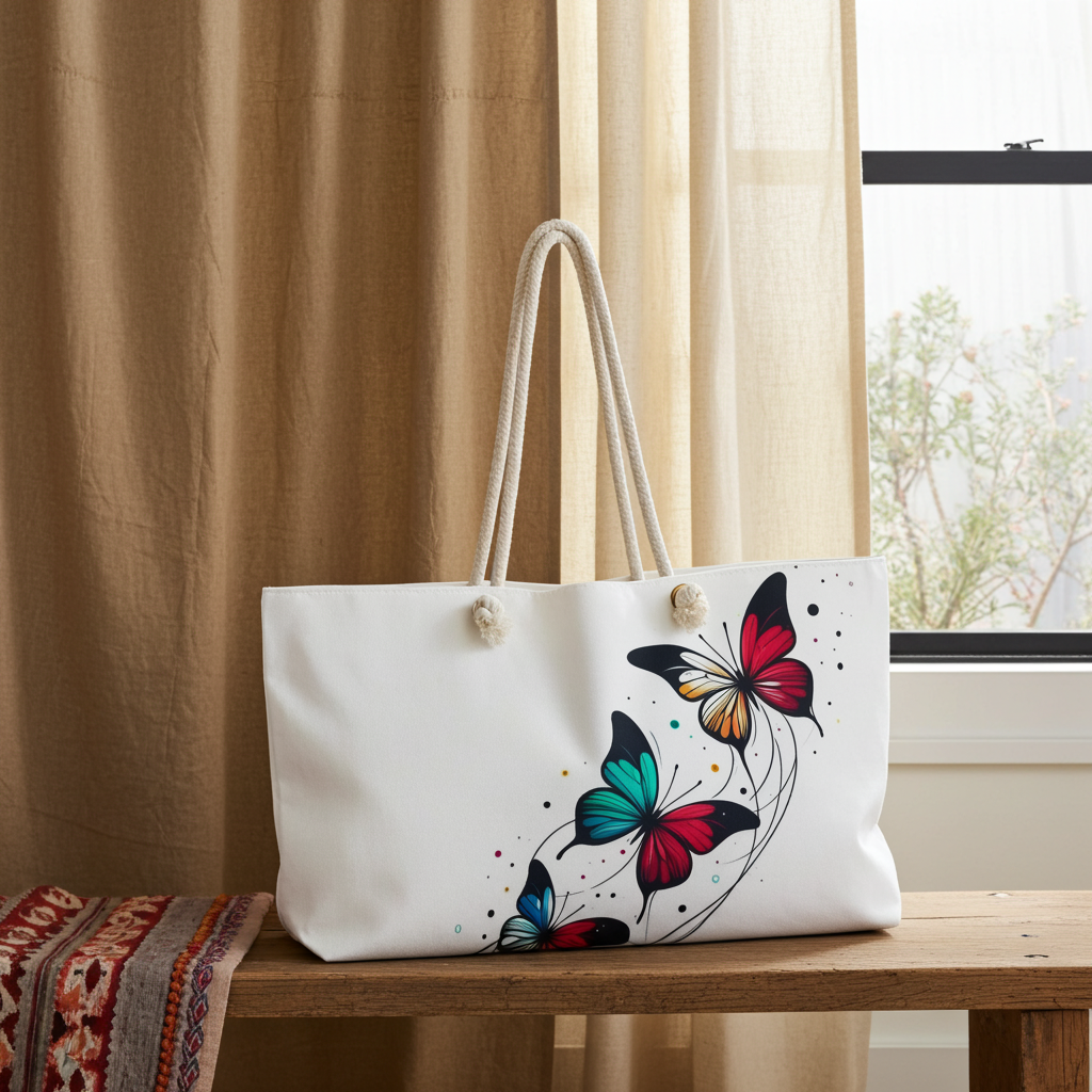 Butterfly Floral Weekender Bag — Colorful Butterfly Travel Tote