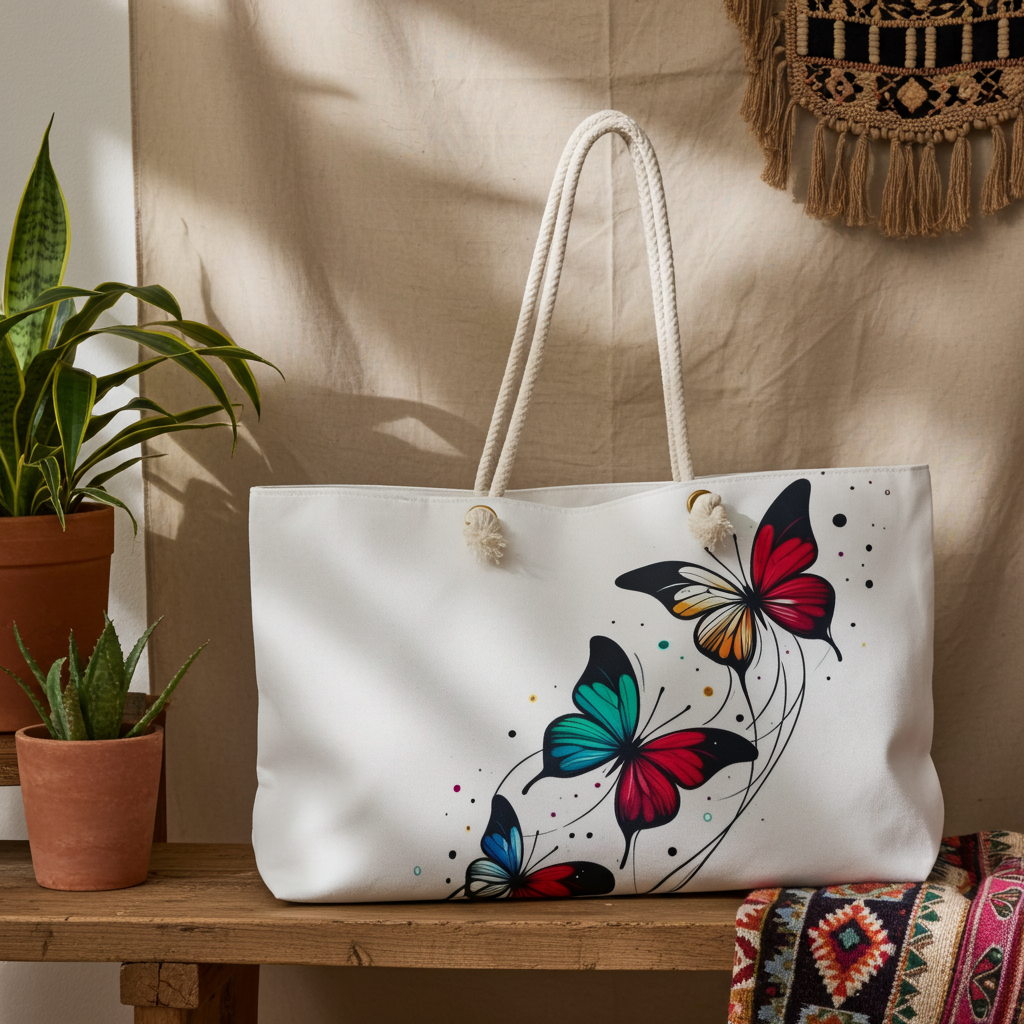 Butterfly Floral Weekender Bag — Colorful Butterfly Travel Tote